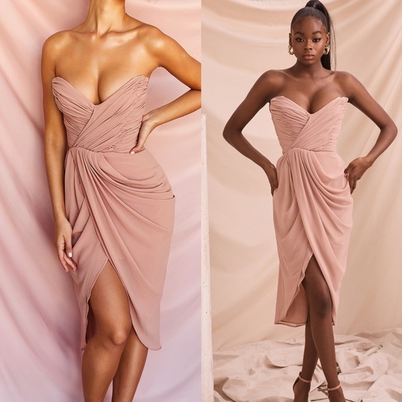 House of CB Dresses & Skirts - HOUSE OF CB 'Lula' Blush Gathered Georgette Dress